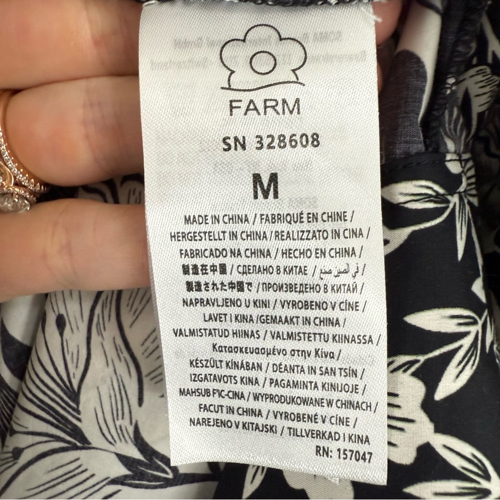 NWT FARM Rio Black and White Floral Midi Shirt Dress - Picture 10 of 15